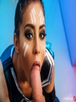 Косплей порнозвезды Алиши Икс в латексной униформе с большой голой жопой и толстым пенисом за щекой, фото 8