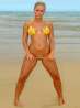 Пляжная красотка в желтом бикини раком на песке, фото 3